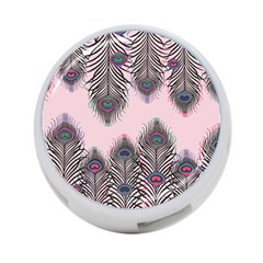 Peacock Feather Pattern Pink Love Heart 4-port Usb Hub (one Side) by Mariart