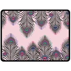 Peacock Feather Pattern Pink Love Heart Fleece Blanket (large) 