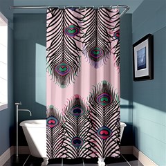 Peacock Feather Pattern Pink Love Heart Shower Curtain 36  X 72  (stall)  by Mariart