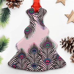 Peacock Feather Pattern Pink Love Heart Ornament (christmas Tree) 