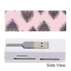 Peacock Feather Pattern Pink Love Heart Memory Card Reader (stick)  by Mariart