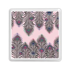 Peacock Feather Pattern Pink Love Heart Memory Card Reader (square) 