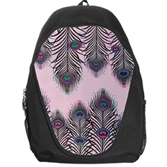 Peacock Feather Pattern Pink Love Heart Backpack Bag