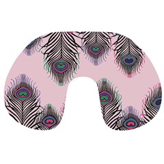 Peacock Feather Pattern Pink Love Heart Travel Neck Pillows by Mariart