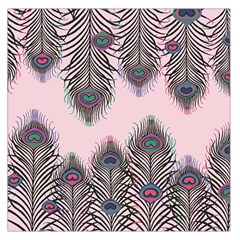 Peacock Feather Pattern Pink Love Heart Large Satin Scarf (square)