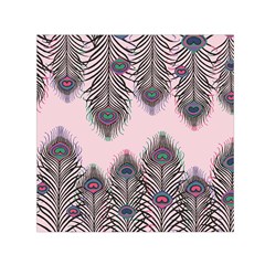 Peacock Feather Pattern Pink Love Heart Small Satin Scarf (square)