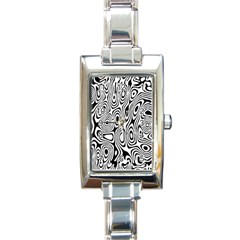 Psychedelic Zebra Black White Rectangle Italian Charm Watch