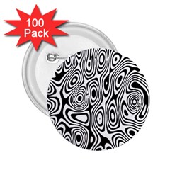 Psychedelic Zebra Black White 2 25  Buttons (100 Pack) 