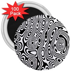 Psychedelic Zebra Black White 3  Magnets (100 Pack) by Mariart