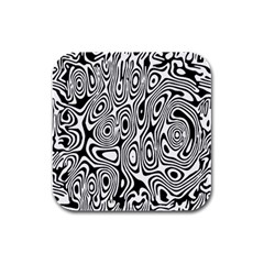 Psychedelic Zebra Black White Rubber Square Coaster (4 Pack) 