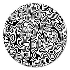 Psychedelic Zebra Black White Magnet 5  (round)