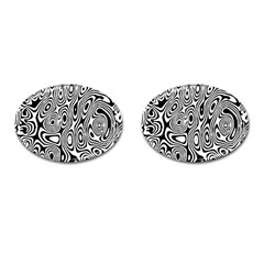 Psychedelic Zebra Black White Cufflinks (oval) by Mariart