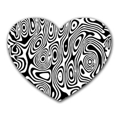 Psychedelic Zebra Black White Heart Mousepads by Mariart