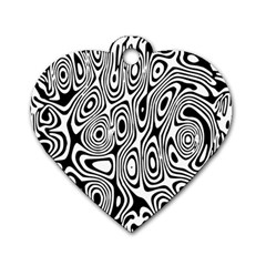 Psychedelic Zebra Black White Dog Tag Heart (two Sides) by Mariart