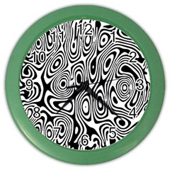 Psychedelic Zebra Black White Color Wall Clocks by Mariart