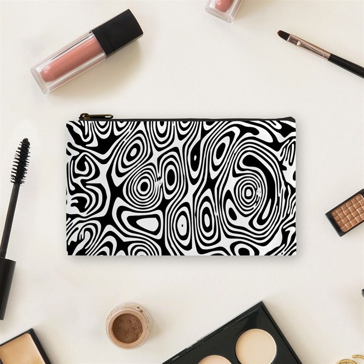 Psychedelic Zebra Black White Cosmetic Bag (Small) 