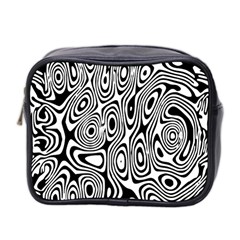 Psychedelic Zebra Black White Mini Toiletries Bag 2-side