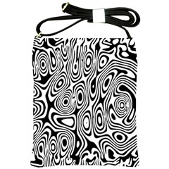 Psychedelic Zebra Black White Shoulder Sling Bags by Mariart