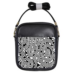 Psychedelic Zebra Black White Girls Sling Bags by Mariart