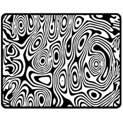 Psychedelic Zebra Black White Fleece Blanket (medium)  by Mariart