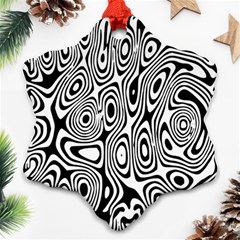 Psychedelic Zebra Black White Snowflake Ornament (two Sides)