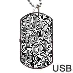 Psychedelic Zebra Black White Dog Tag Usb Flash (two Sides) by Mariart