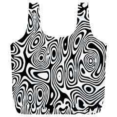 Psychedelic Zebra Black White Full Print Recycle Bags (l)  by Mariart