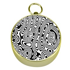 Psychedelic Zebra Black White Gold Compasses