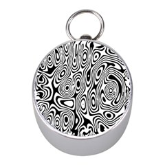 Psychedelic Zebra Black White Mini Silver Compasses