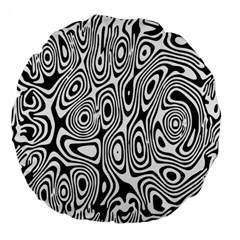 Psychedelic Zebra Black White Large 18  Premium Flano Round Cushions