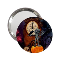 Funny Mummy With Skulls, Crow And Pumpkin 2 25  Handbag Mirrors by FantasyWorld7