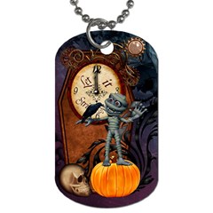 Funny Mummy With Skulls, Crow And Pumpkin Dog Tag (one Side) by FantasyWorld7