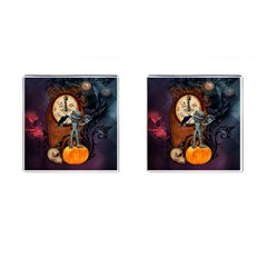 Funny Mummy With Skulls, Crow And Pumpkin Cufflinks (square) by FantasyWorld7