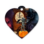 Funny Mummy With Skulls, Crow And Pumpkin Dog Tag Heart (Two Sides) Back