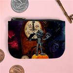 Funny Mummy With Skulls, Crow And Pumpkin Mini Coin Purses Front