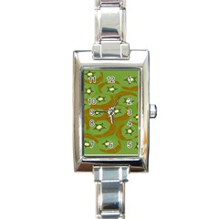 Relativity Pattern Moon Star Polka Dots Green Space Rectangle Italian Charm Watch