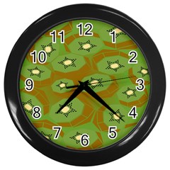 Relativity Pattern Moon Star Polka Dots Green Space Wall Clocks (black) by Mariart