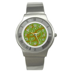 Relativity Pattern Moon Star Polka Dots Green Space Stainless Steel Watch