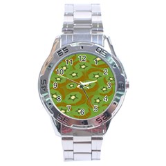 Relativity Pattern Moon Star Polka Dots Green Space Stainless Steel Analogue Watch by Mariart