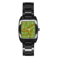 Relativity Pattern Moon Star Polka Dots Green Space Stainless Steel Barrel Watch by Mariart