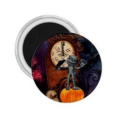 Funny Mummy With Skulls, Crow And Pumpkin 2 25  Magnets by FantasyWorld7