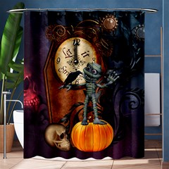 Funny Mummy With Skulls, Crow And Pumpkin Shower Curtain 60  X 72  (medium)  by FantasyWorld7