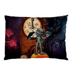 Funny Mummy With Skulls, Crow And Pumpkin Pillow Case (two Sides) by FantasyWorld7