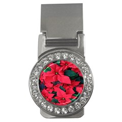 Red Poinsettia Flower Money Clips (cz) 