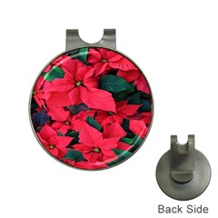 Red Poinsettia Flower Hat Clips With Golf Markers