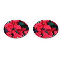 Red Poinsettia Flower Cufflinks (oval)