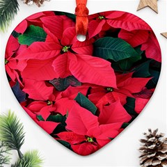 Red Poinsettia Flower Heart Ornament (two Sides) by Mariart