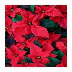 Red Poinsettia Flower Medium Glasses Cloth (2-side) by Mariart