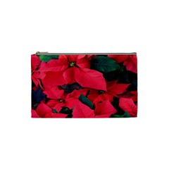 Red Poinsettia Flower Cosmetic Bag (small)  by Mariart