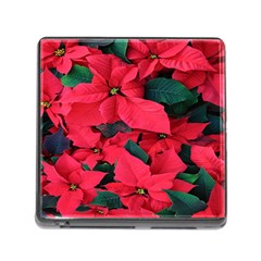 Red Poinsettia Flower Memory Card Reader (square)